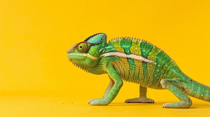Obraz premium Chameleon on Yellow Background