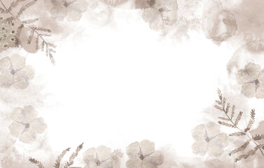 Watercolor floral background. PNG transparent frame