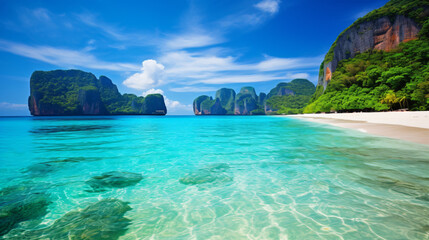 Beaches on this Thai island have beautiful clear water. - obrazy, fototapety, plakaty