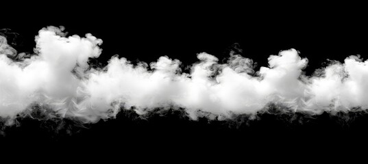 White smoke rising in pure black background for atmospheric and elegant aesthetic concepts - obrazy, fototapety, plakaty