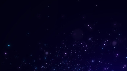 Abstract space dust. Magic snow on background. Dust particles with bokeh effect. Flying glitter dots in infinite. Starfall in the sky. 3d rendering.