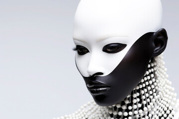 Futuristic mannequin with contrasting black and white design Generative AI image