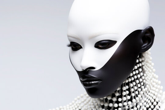 Futuristic mannequin with contrasting black and white design Generative AI image