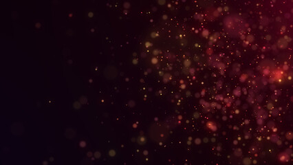 Abstract space dust. Magic snow on background. Dust particles with bokeh effect. Flying glitter dots in infinite. Starfall in the sky. 3d rendering.