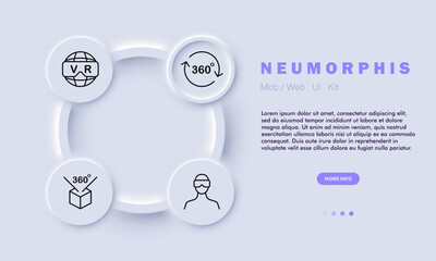 A virtual reality line icon. Immersive, interactive, gaming, entertainment, simulation, futuristic. Neomorphism style. Vector line icon for business and advertising