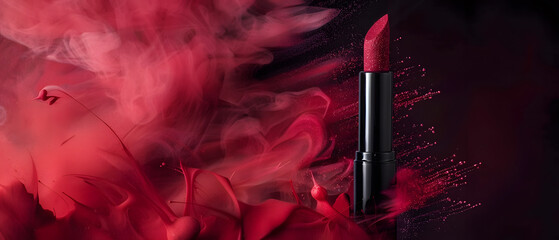 Forest Blood: Beauty lipstick and makeup in seductive reds and blacks. - obrazy, fototapety, plakaty