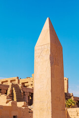 Ancient temple complex of Karnak. Obelisk.