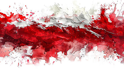 Poland flag painted on grunge with watercolor splashes