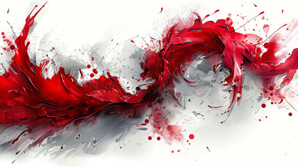 Abstract background with red and white paint splashes on white background, Poland.