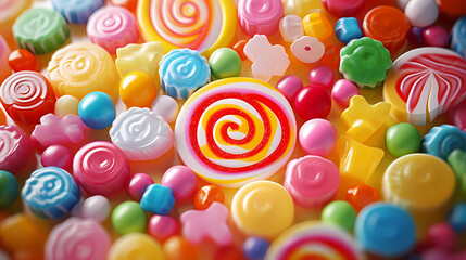 Colorful candies and various delicious candies background wallpaper