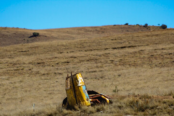 Rusting car in the desert