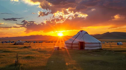 Foto op Aluminium Beautiful sunset in Mongolia. © Mishab