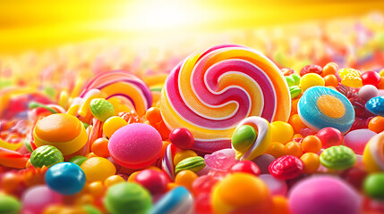 Fototapeta na wymiar Colorful candies and various delicious candies background wallpaper