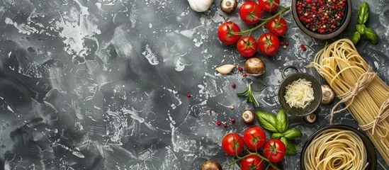 Foto op Plexiglas Italian fresh ingredient food variety on slate background © uut