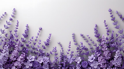 A serene backdrop of lavender paper flowers, leaving room for personalized text or greeting card messages. Ideal for International Women's Day and Mother's Day commemorations.