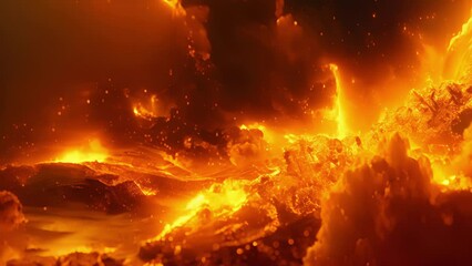 The raw power of molten metal is on display as it courses and swirls in a blazing frenzy exuding an otherworldly heat.