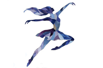 Purple silhouette of a female ballerina dancer who is dancing to show of her ballet technique skill at  dance performance, stock illustration image