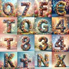 Fototapeta premium Spring flowers 3D Lettering Typeface. AI generated illustration