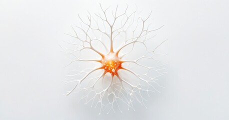 Abstract Neuron cell close-up view image. Wallpaper 3d rendered style image. Abstract structure conceptual medical image. Synapse. Healthcare concept. Glowing neurons signals.