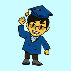 Graduation Little Boy Vector Illustration