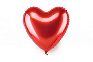 red color metallic balloon inflatable festival, in form of heart symbol of love, isolated on white background