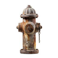 Old and rusty fire hydrant isolated on transparent background