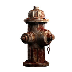 Old and rusty fire hydrant isolated on transparent background