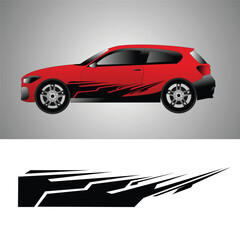 red car body background sticker design vector