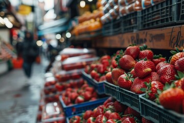 lots of red juicy fresh strawberry