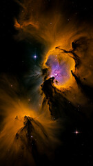 Orange nebula in sky
