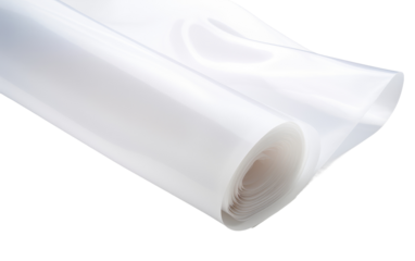A roll of white plastic film. on White or PNG Transparent Background.