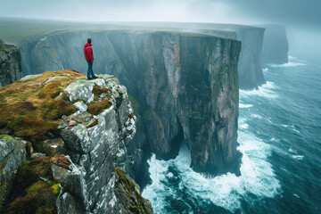Majestic Cliffs of Moher: A Scenic Panoramic View of Ireland's Famous Coastline on the Atlantic...
