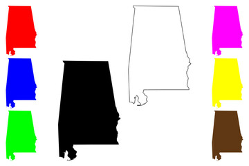 State of Alabama (United States of America, USA or U.S.A.) silhouette and outline map