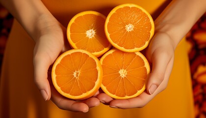 oranges in hands