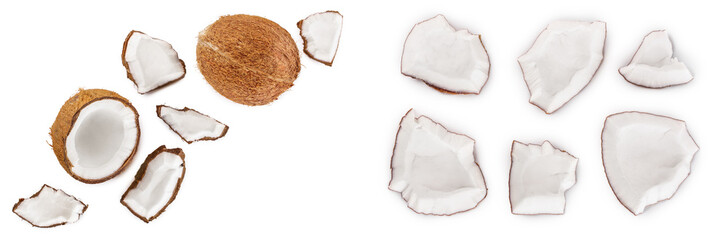coconut isolated on white background with copy space for your text. Top view. Flat lay