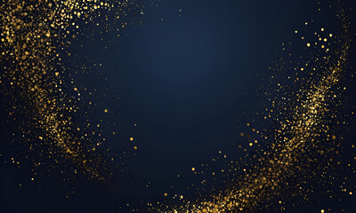 Abstract blue and gold wave particles bokeh background texture | Holiday concept background