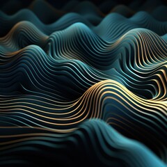 3D render of wavy geometric lines