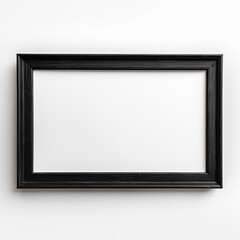 Horizontal Picture Black  Frame hanging on White Wall Isolated Mockup HD