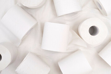 Toilet Paper Rolls on White Background