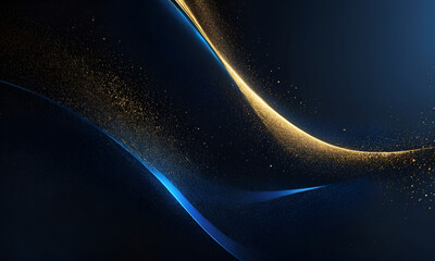 Abstract blue and gold wave particles bokeh background texture | Holiday concept background