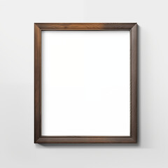 Vertical Brown Wooden Frame Picture Mockup Isolated Hanging on White Wall HD