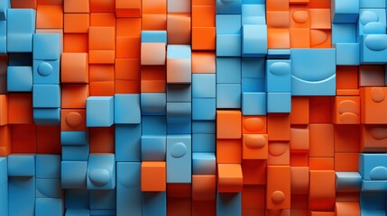 a colorful lego brick wall - obrazy, fototapety, plakaty