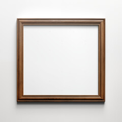 Vertical Brown Wooden Frame Picture Mockup Isolated Hanging on White Wall HD