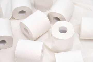 Toilet Paper Rolls on White Background