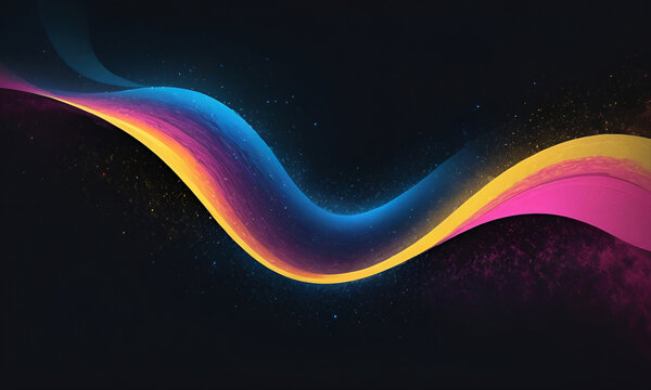 Abstract multicolor waves background | Wave lines in dark navi blue background | Grainy Texture