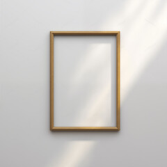 Vertical Brown Wooden Frame Picture Mockup Isolated Hanging on White Wall HD