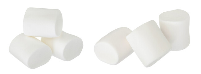 Marshmallow isolated on white background with full depth of field