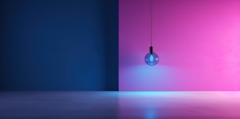 a purple, gray and blue background with a lamp on dark