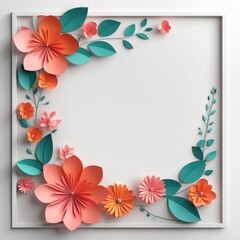 A creative square frame adorned with a three-dimensional paper cutout floral design