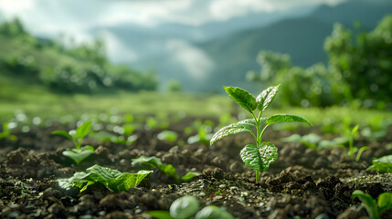 Amidst the beauty of the countryside, a young Withania plant can be seen growing in a field, exemplifying their dicotyledonous traits